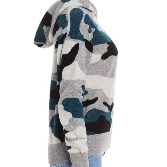 C by Bloomingdale's 100% Cashmere Camo Cashmere Hoodie - 100% Exclusive Size S - Picture 4 of 12